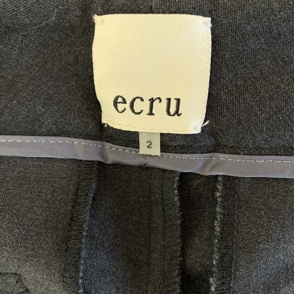Ecru Gray Textured Dress Pants Mid Rise Trouser Career Office Wear 2 - Picture 5 of 6